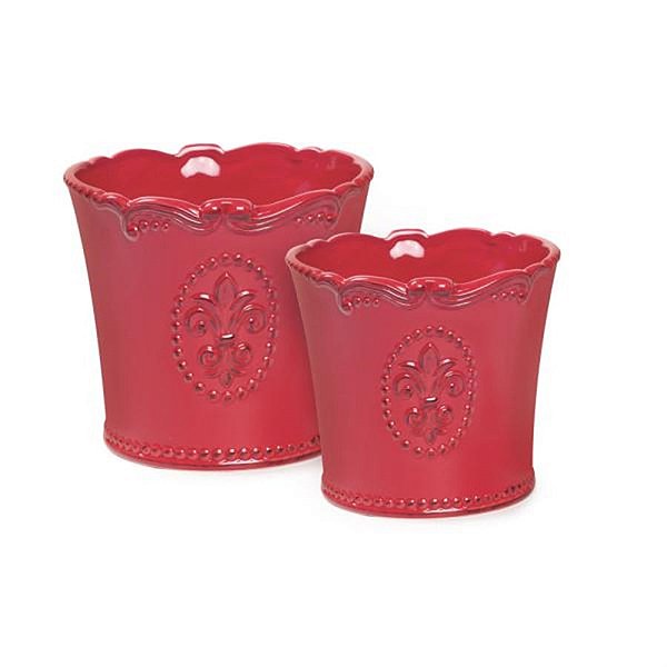 Kit Vaso de Cerâmica Decorativo Vermelho para Médio - 02 unidades