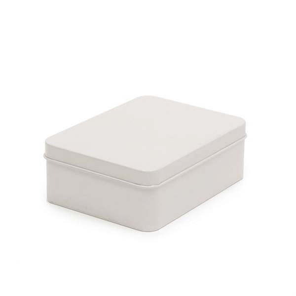 Latinha de Metal Retangular Branco 12,3x9,2x4cm