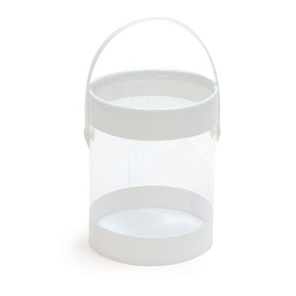 Baldinho Transparente com Tampa Branca 8x8x10,5