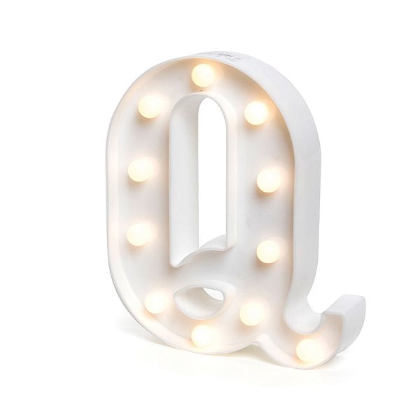 Luminoso Letra Q com Led Branco