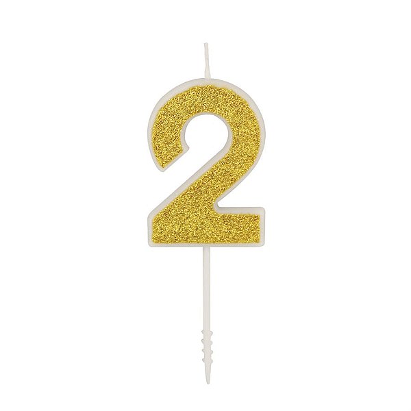 Vela n° 2 Puro Glitter Ouro