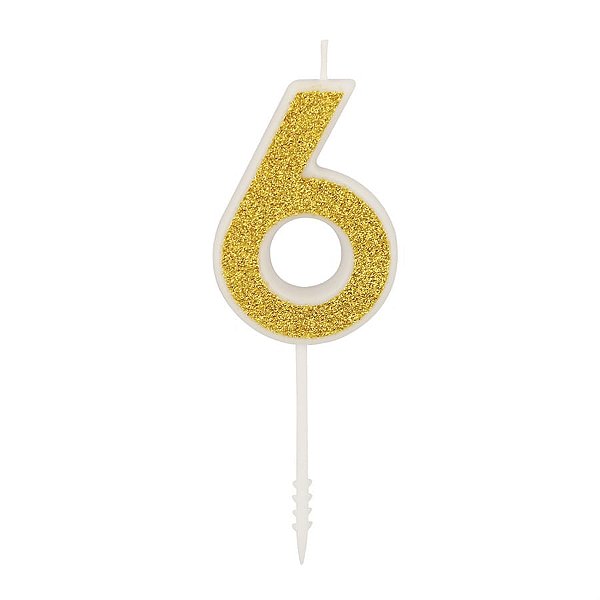 Vela n° 6 Puro Glitter Ouro