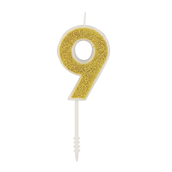 Vela n° 9 Puro Glitter Ouro
