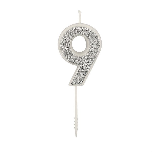Vela n° 9 Puro Glitter Prata