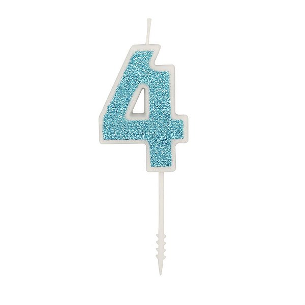 Vela n° 4 Puro Glitter Azul