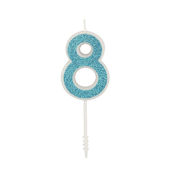 Vela n° 8 Puro Glitter Azul
