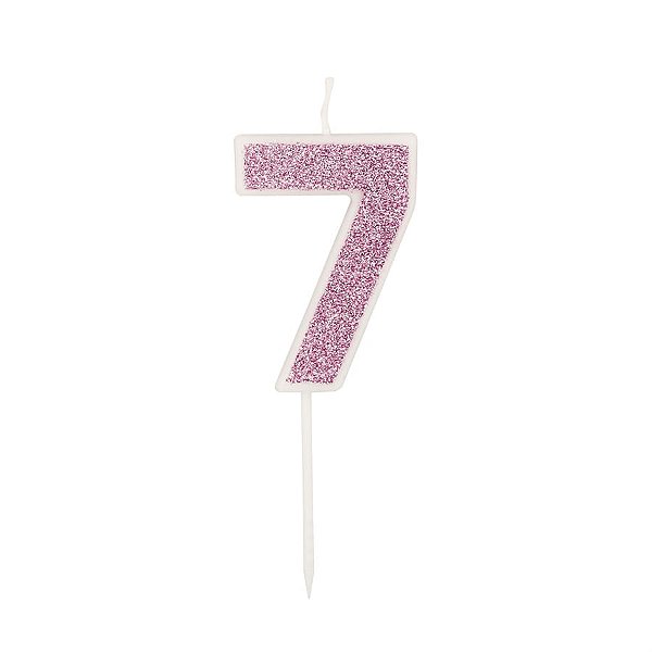 Vela n° 7 Puro Glitter Rosa