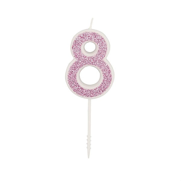 Vela n° 8 Puro Glitter Rosa