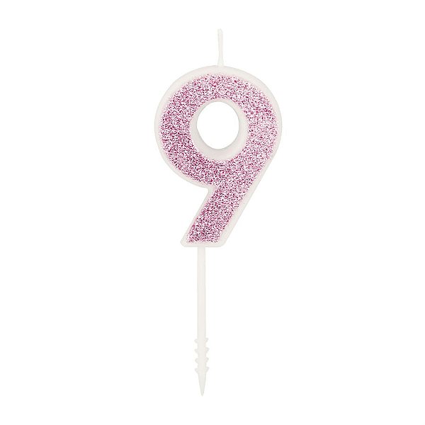Vela n° 9 Puro Glitter Rosa