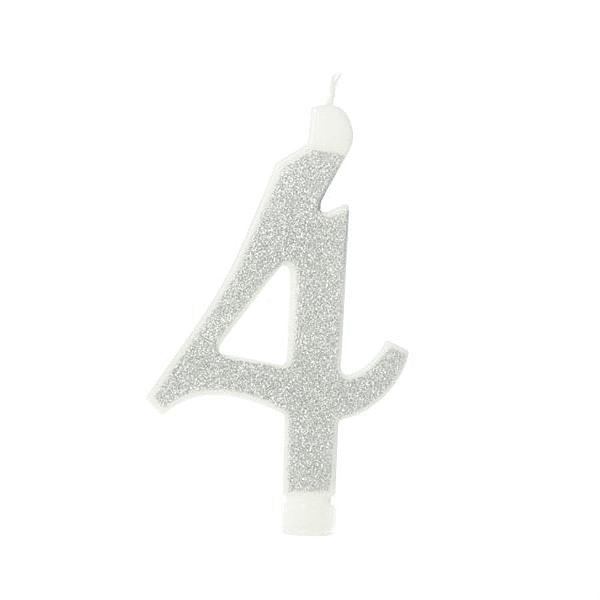 Vela Grande n° 4 Puro Glitter Prata