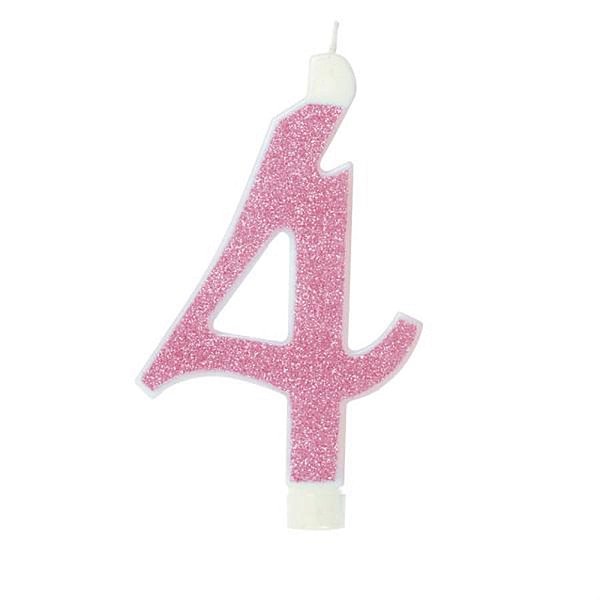 Vela Grande n° 4 Puro Glitter Rosa