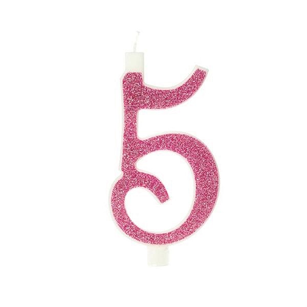 Vela Grande n° 5 Puro Glitter Rosa