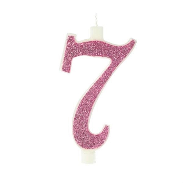 Vela Grande n° 7 Puro Glitter Rosa