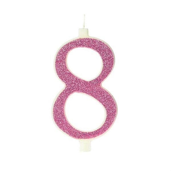 Vela Grande n° 8 Puro Glitter Rosa