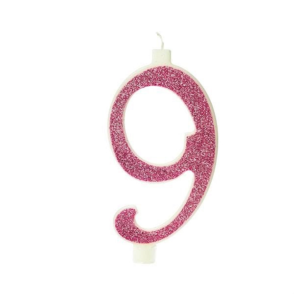 Vela Grande n° 9 Puro Glitter Rosa