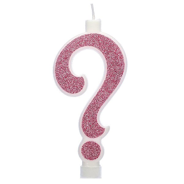 Vela Grande Interrogação Puro Glitter Rosa