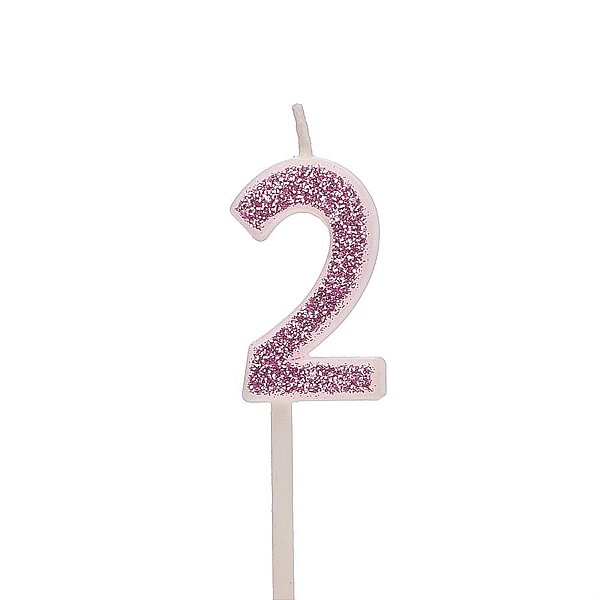 Vela Mini n° 2 Puro Glitter Rosa