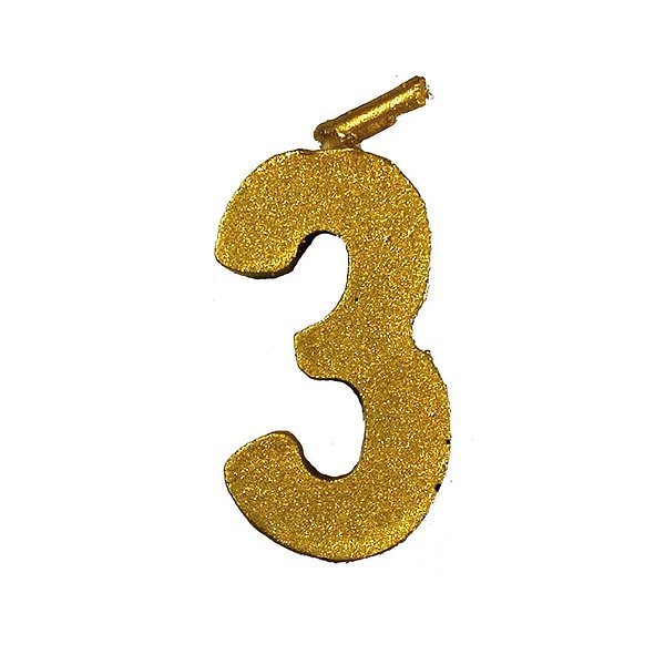 Vela Mini n° 3 Metalizado Ouro