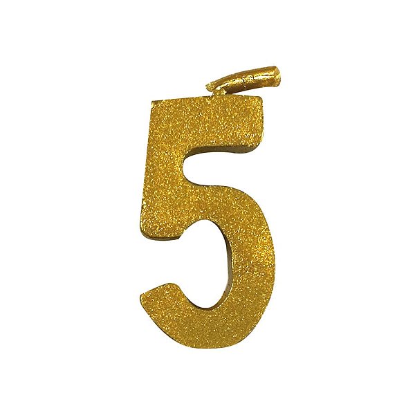 Vela Mini n° 5 Metalizado Ouro