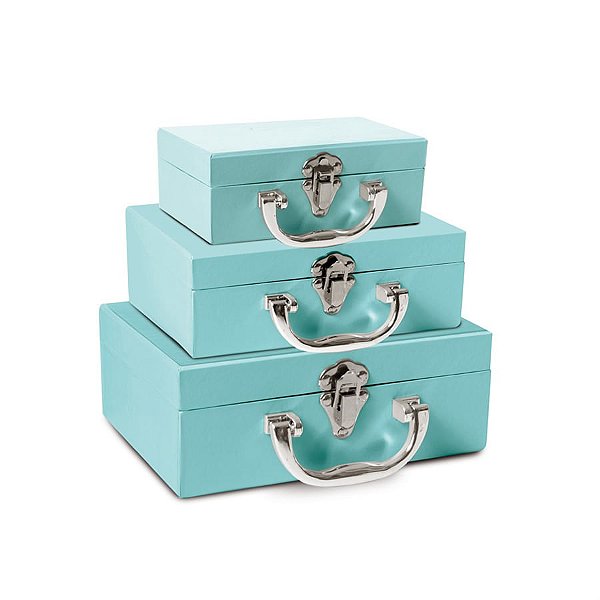 Conjunto de Maletinhas Rígida Azul para Médio Grande - 3 Peças