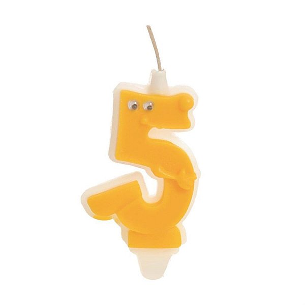 Cromus - Vela n° 5 Doidinha Branca e Amarelo - 1 unidade