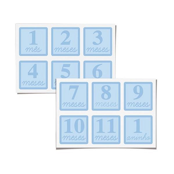 Cartela Adesiva Mês de Aniversário Azul - 1 Unidade