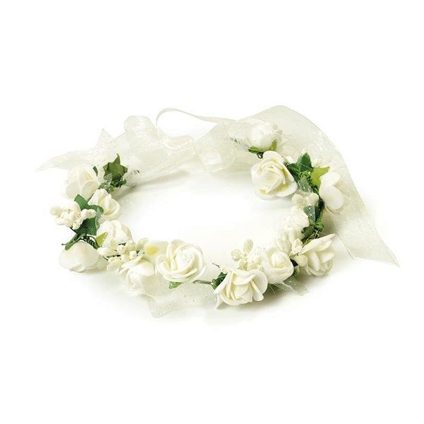 Acessório Tiara com Flores Laço Branco