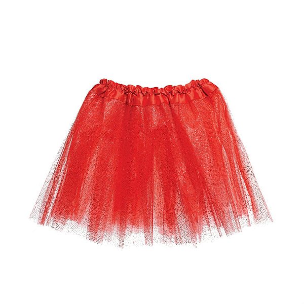 Saia de Tule Vermelho com Glitter Adulto