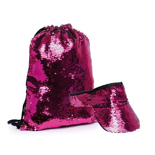 Kit Sacochila Viseira Rosa - 2 Acessórios