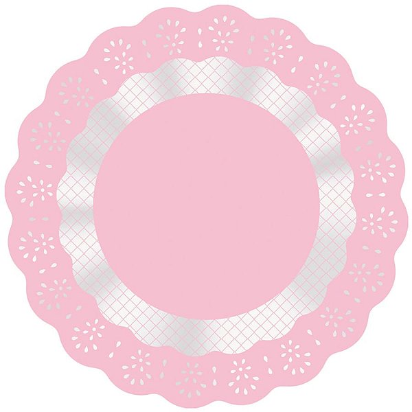Tapetinho para Doces Rendado Redondo Rosa 7 cm - 100 Un