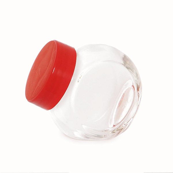 Baleiro Transparente com Tampa Vermelho - 6 Un
