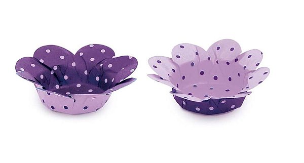 Forminhas para Doces Primavera Df Poá Lílas e Roxo - 40 Un