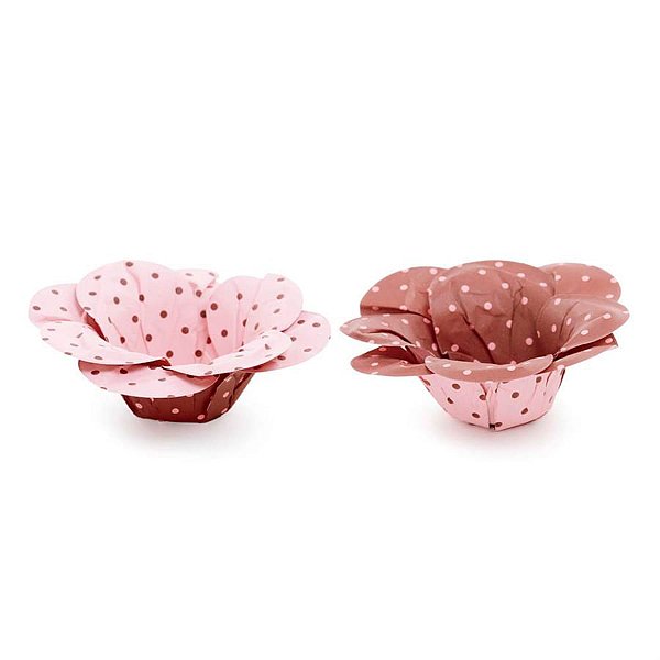 Forminhas para Doces Elegance Df Poá Marrom Rosa - 40 Un