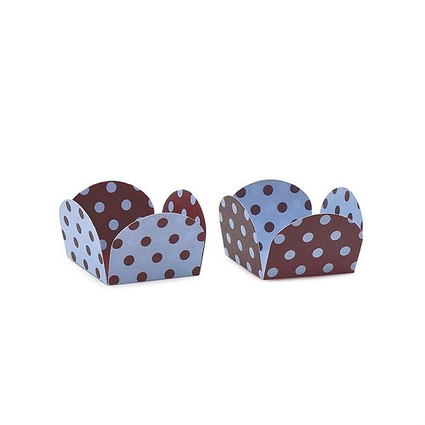 Forminhas para Doces Poá Azul e Marrom - 50 Un