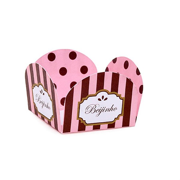 Forminhas para Doces Beijinho Rosa e Marrom - 50 Un