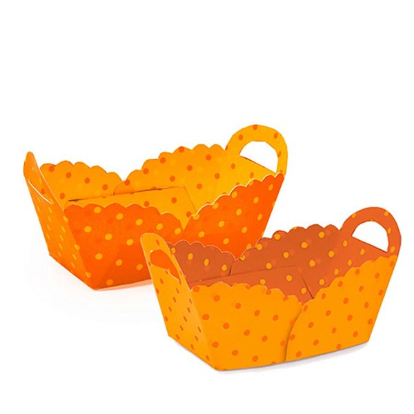 Forminhas para Doces Cestinha com Poá Laranja 1 Doces - 24 Un