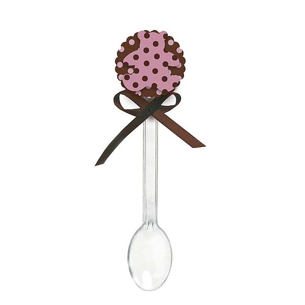 Colherzinha Cristal com Ursinho Rosa e Marrom - 8 Un