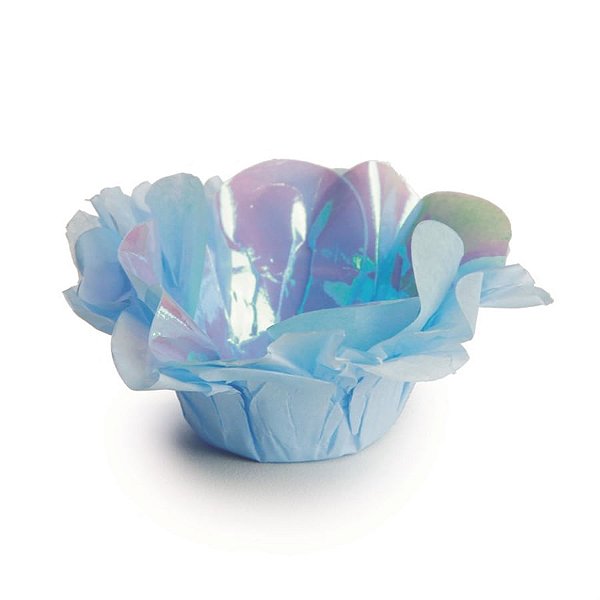 Forminhas para Doces Flores Nacarada Azul - 40 Un