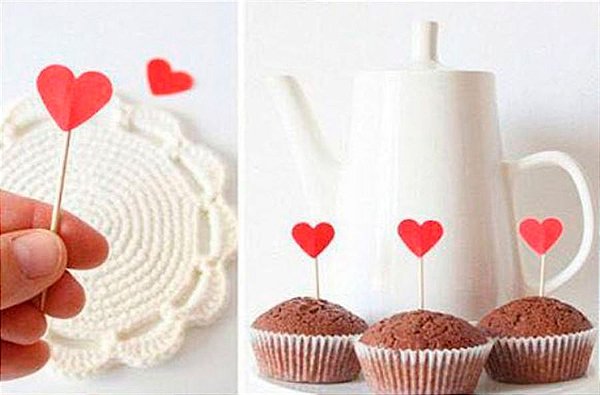 Enfeite no Palito para Festa Coração - 10 Un