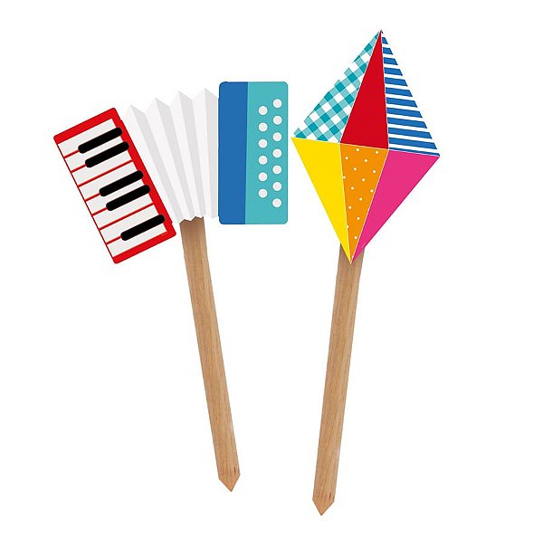 Festa Junina - Espeto Decorativo para Jardim Compose Quadrilha - 2 Peças