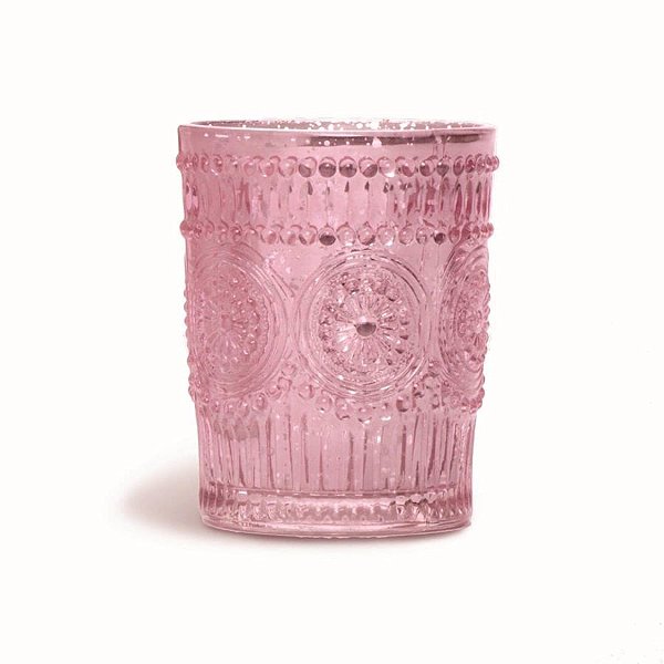 Mini Copinho de Vidro para Vela Decoração Rosa 8x10 - 1 Un