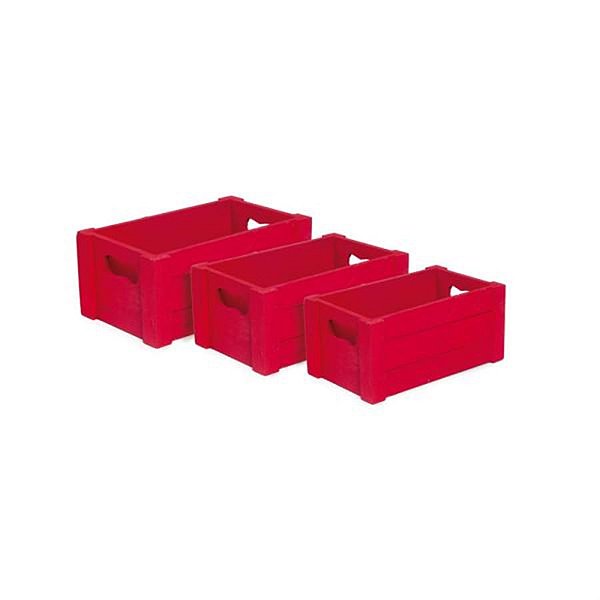 Caixote de Madeira Tradicional Vermelho para Médio Grande - 3 un
