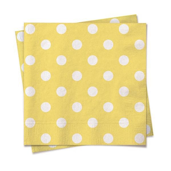 Linha Cores - Guardanapo Poá Amarelo Branco 25x25 - 20 Folhas