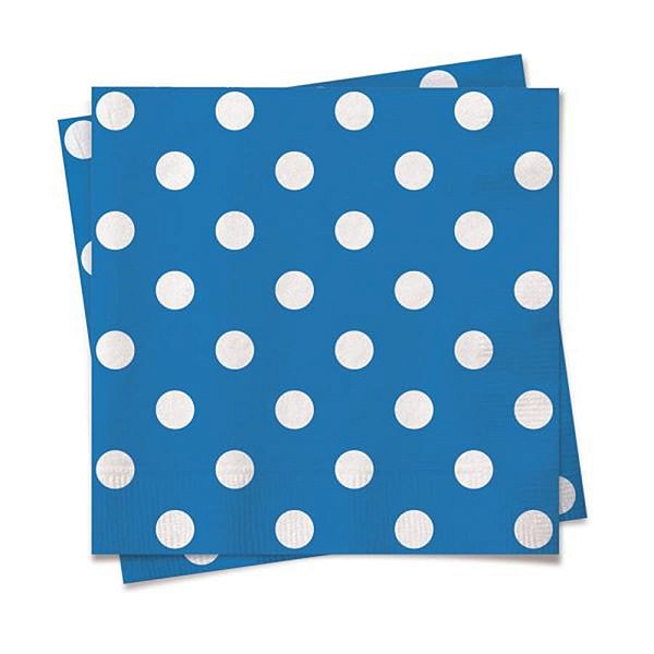 Linha Cores - Guardanapo Poá Azul e Branco 25x25 - 20 Folhas