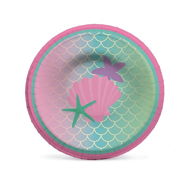 Festa Sereia - Prato Petisqueira Laminado Sereia 18 cm - 8 Un