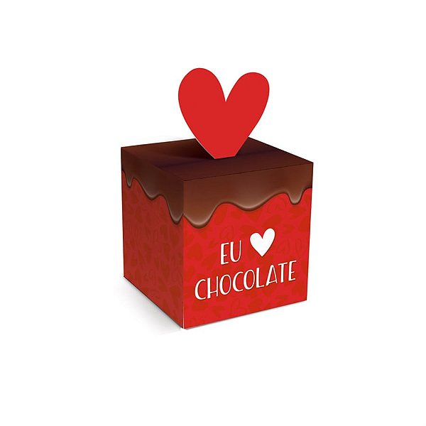 Caixa Pop Up Eu Amo Chocolate P 7X7X7 - 10 Un