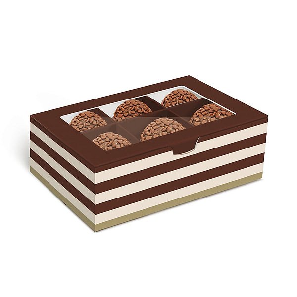 Caixa Para 6 Brigadeiros Hit Creme Marrom 12,8x8,5x4,5cm - 10 Un