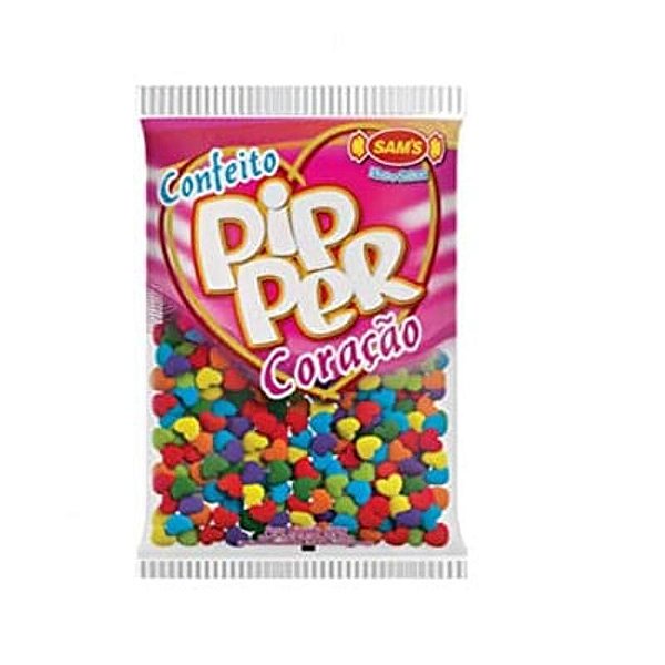 Confeito Pipper Coração Morango Colorido 500g - Sams