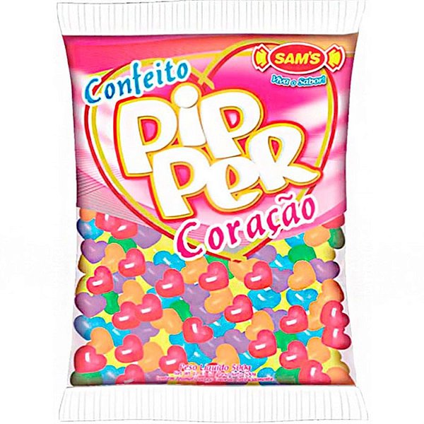 Confeito Pipper Coração Frutas Sortido 500g - Sams