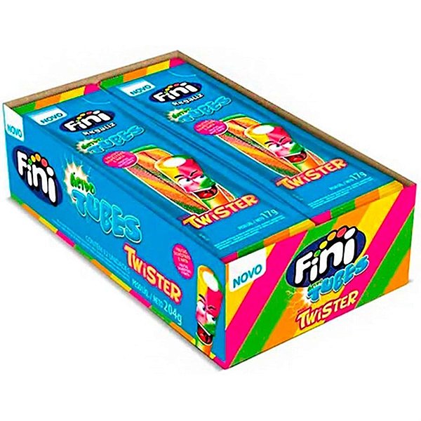 Pacote Bala de Gelatina Tubes Twist Doce Fini 17g - 12 Un